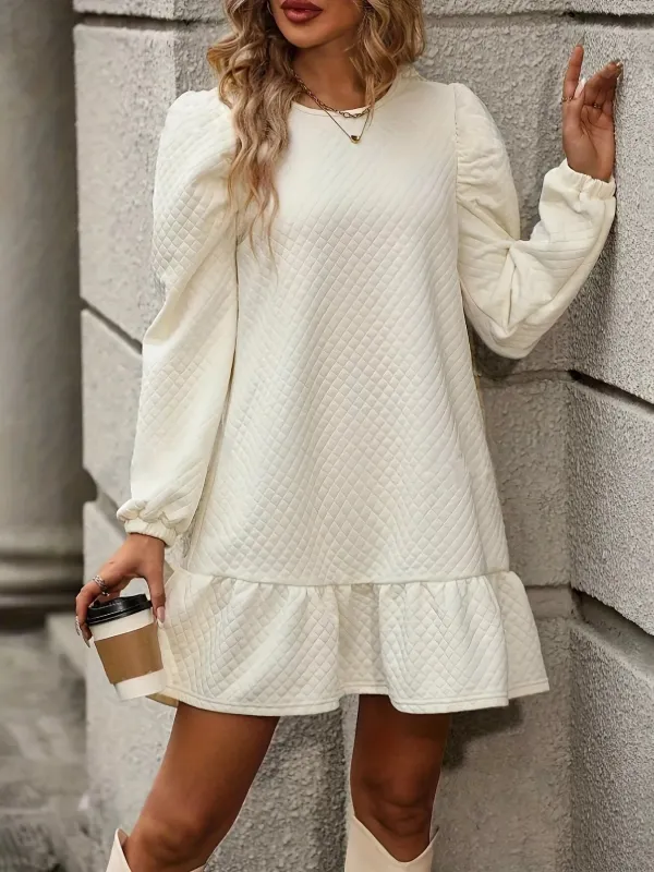 Puff Sleeve Ruffle Hem Mini Dress sold by Charming Charlie