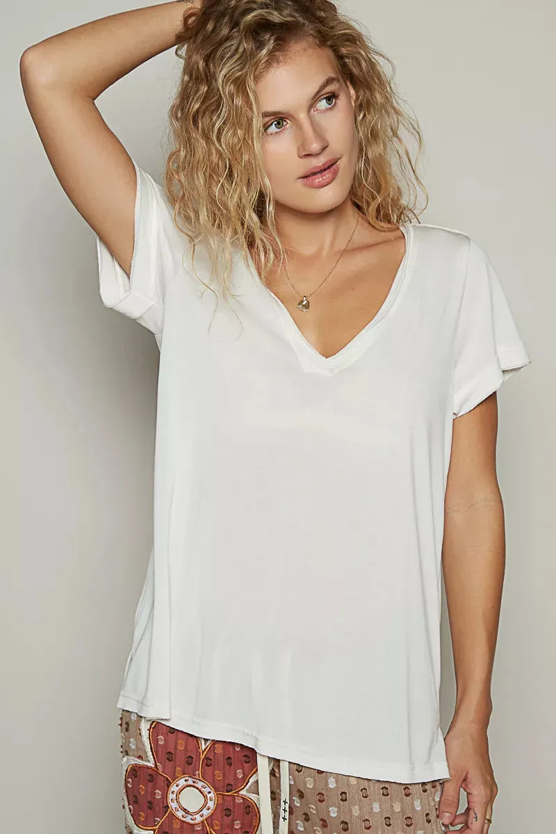 POL Basic V-Neck Short Sleeve T-Shirt sold by Charming Charlie product image thumbnail 2