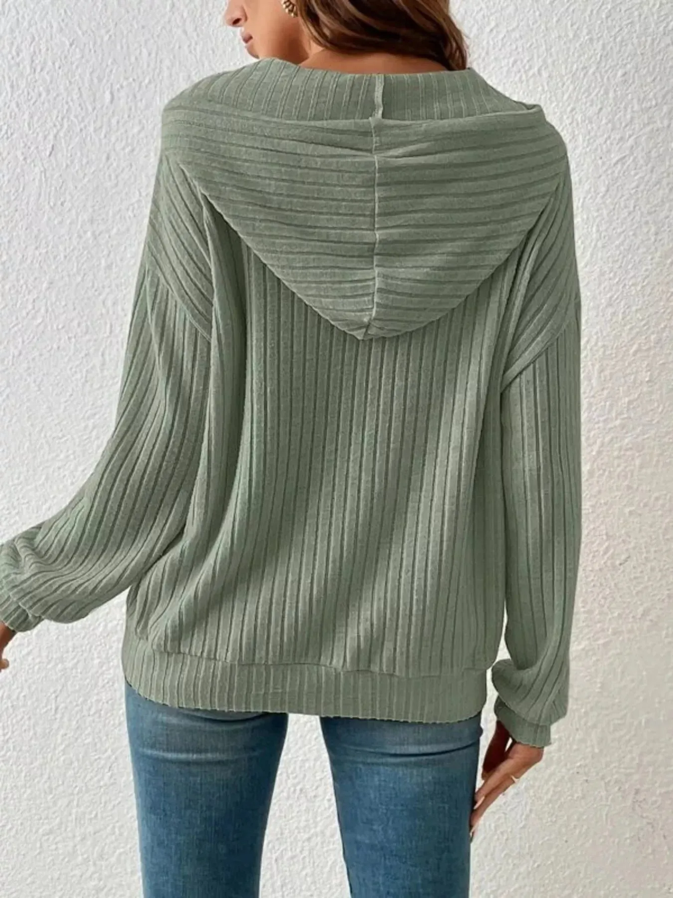 Ribbed Knit Long Sleeve Hoodie sold by Charming Charlie product image thumbnail 2