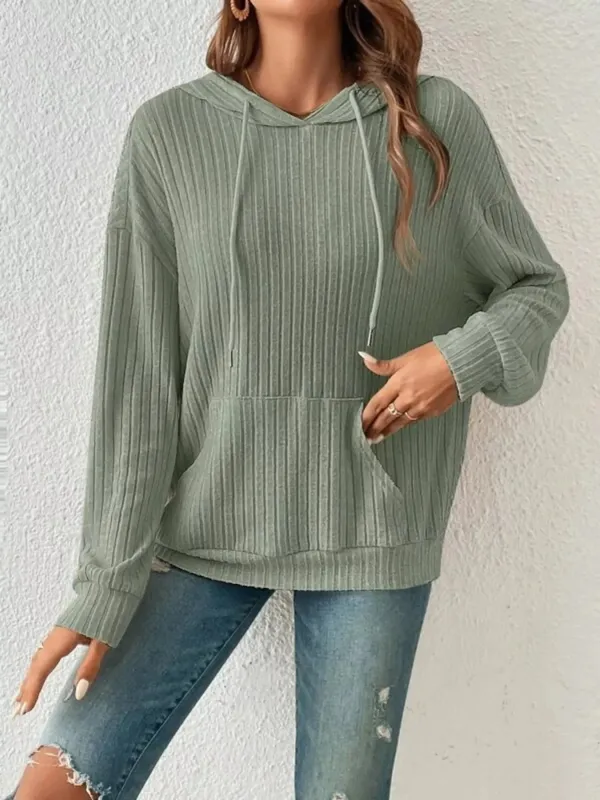Ribbed Knit Long Sleeve Hoodie sold by Charming Charlie