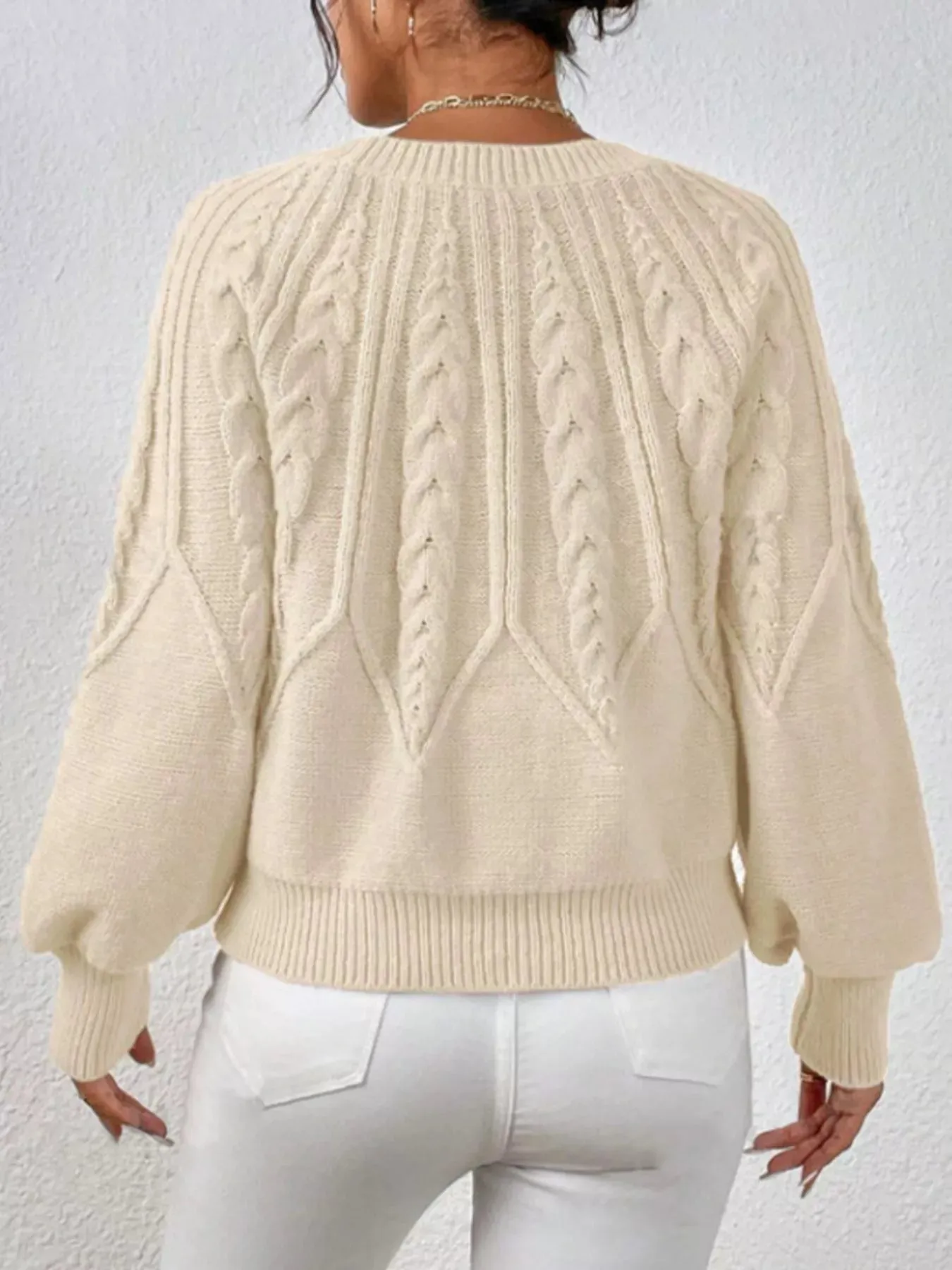 Cable Knit Long Sleeve Sweater sold by Charming Charlie product image thumbnail 3
