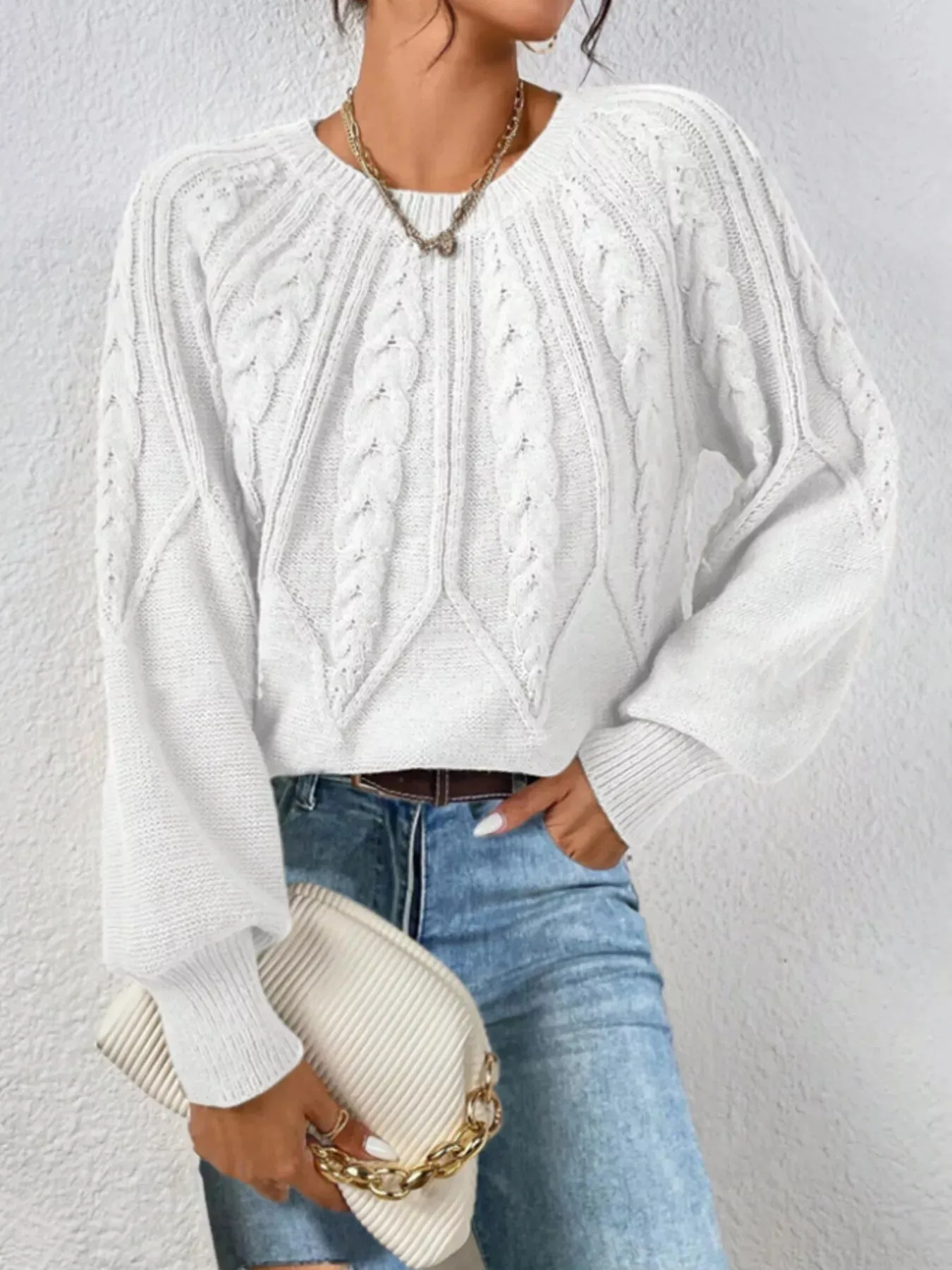 Cable Knit Long Sleeve Sweater sold by Charming Charlie product image thumbnail 4