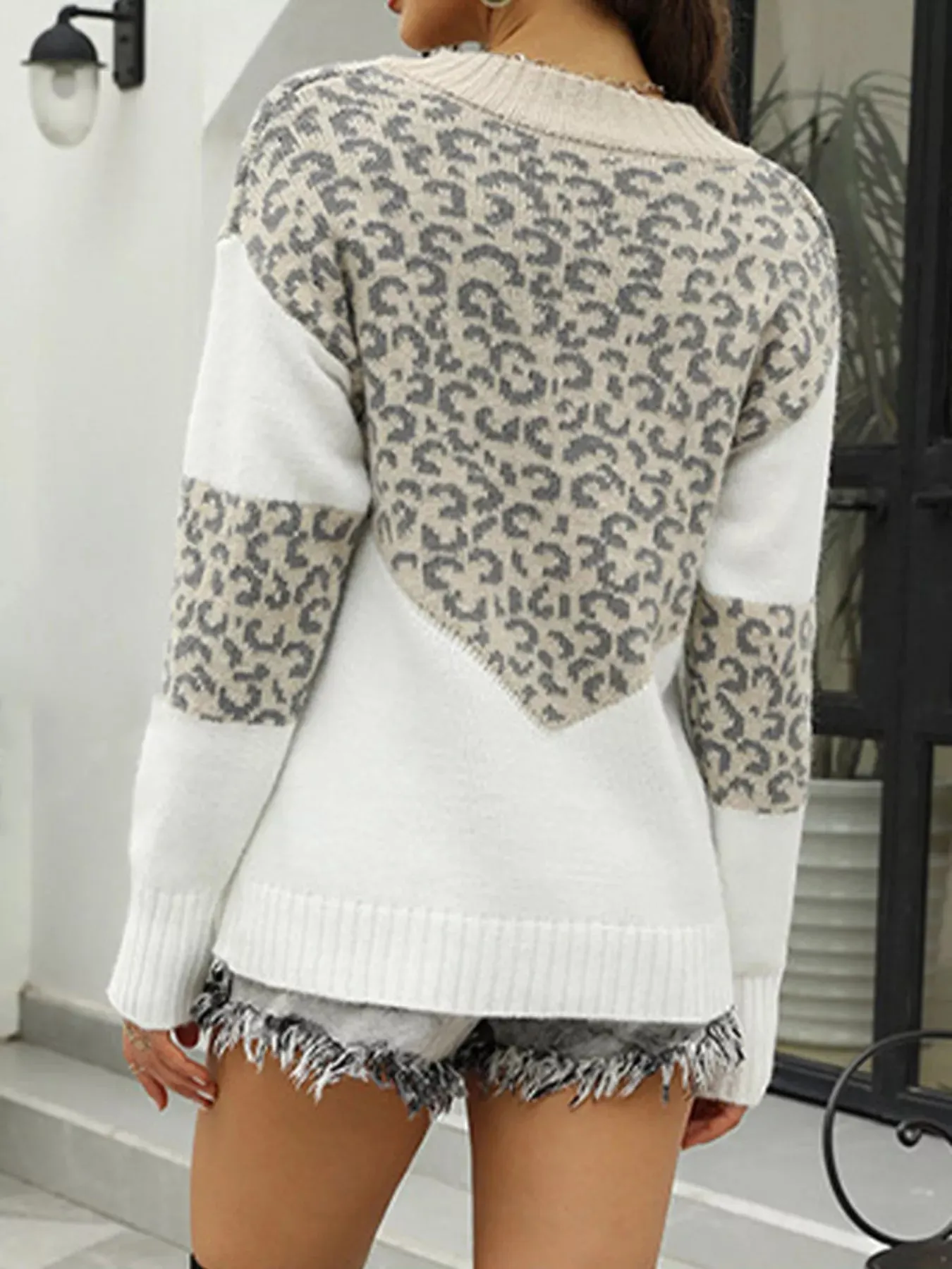 Leopard V-Neck Long Sleeve Sweater sold by Charming Charlie product image thumbnail 4
