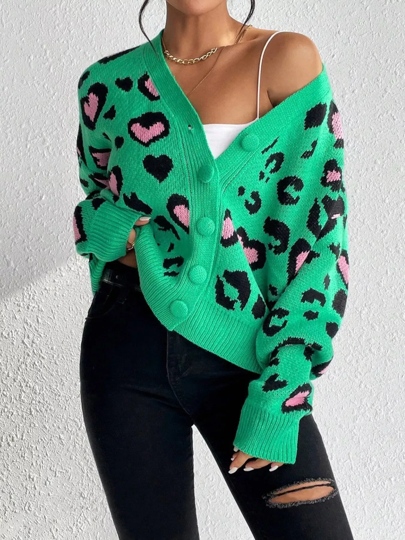 Leopard Button Front Cardigan sold by Charming Charlie product image thumbnail 4