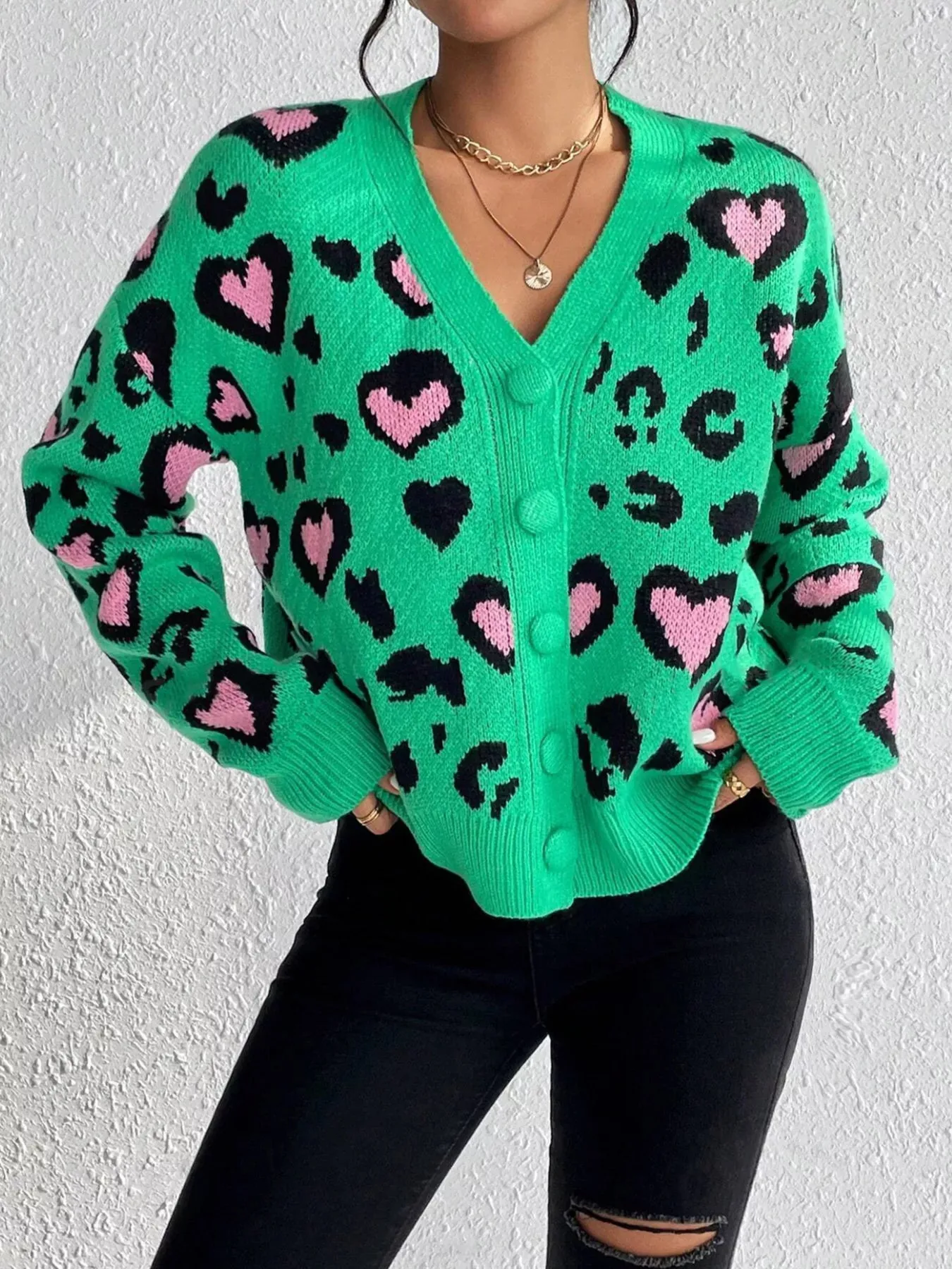 Leopard Button Front Cardigan sold by Charming Charlie