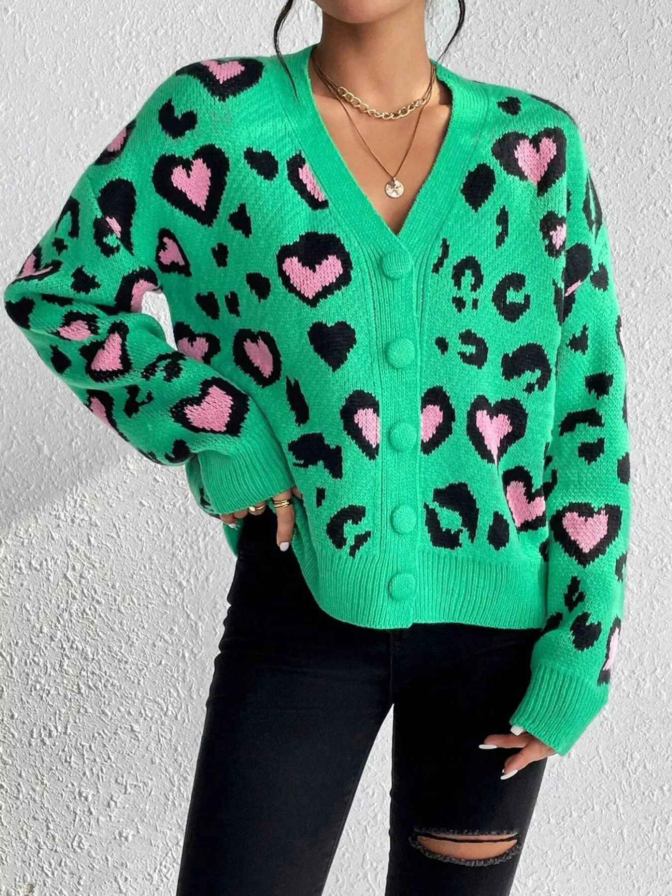 Leopard Button Front Cardigan sold by Charming Charlie product image thumbnail 5