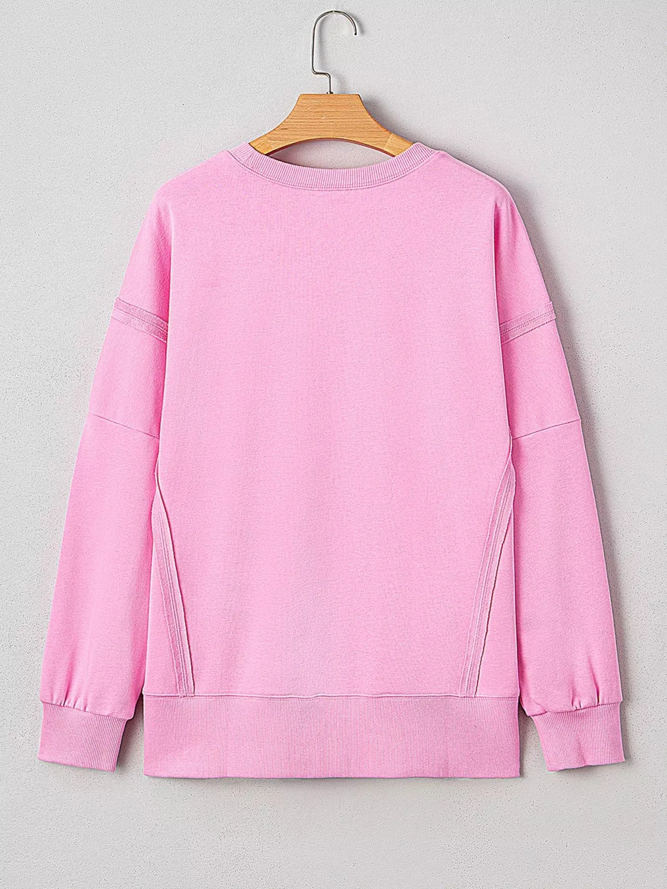 Sequin XOXO Letter Graphic Exposed Seam Baggy Sweatshirt sold by Charming Charlie product image thumbnail 5