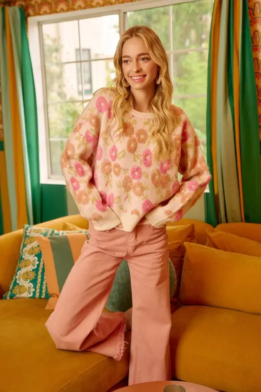 BiBi Towel Texture Floral Pattern Sweater sold by Charming Charlie