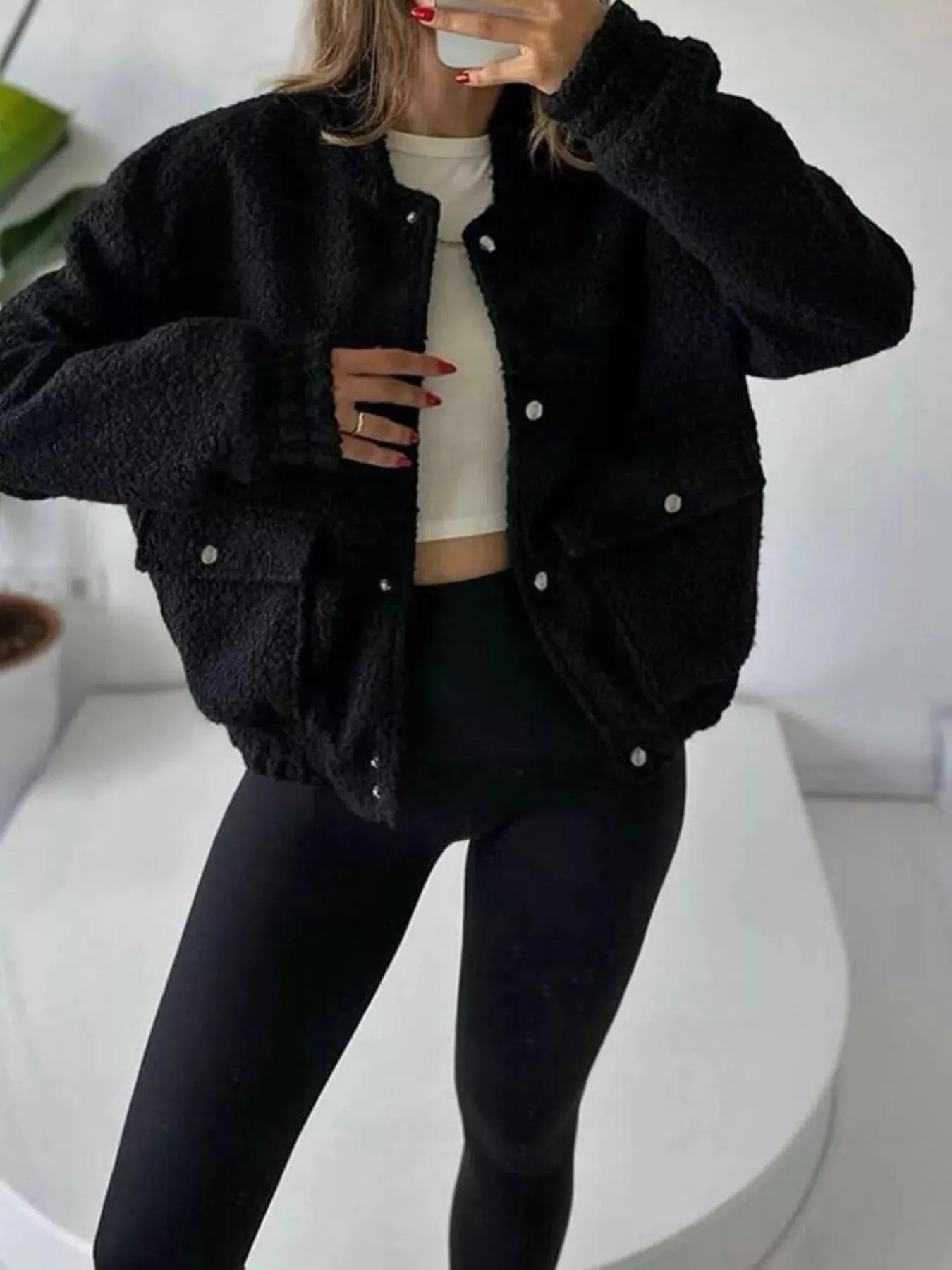 Sherpa Snap-Down Jacket sold by Charming Charlie product image thumbnail 4