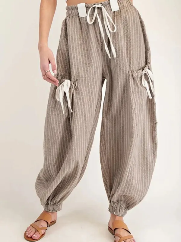 Stripe Drawstring Cargo Jogger Pants with Pockets sold by Charming Charlie