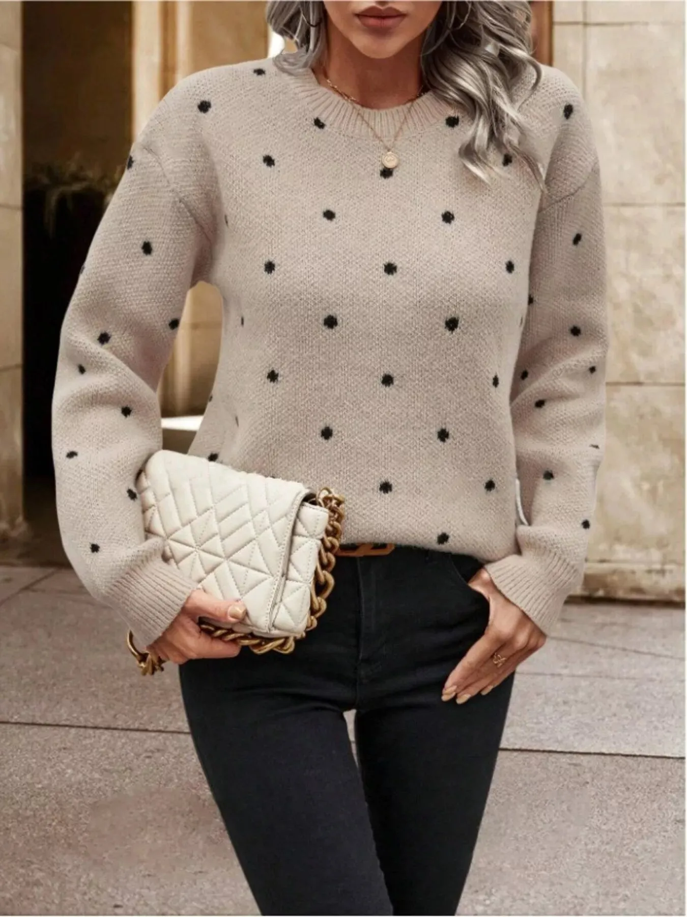 Polka Dot Round Neck Sweater sold by Charming Charlie product image thumbnail 4