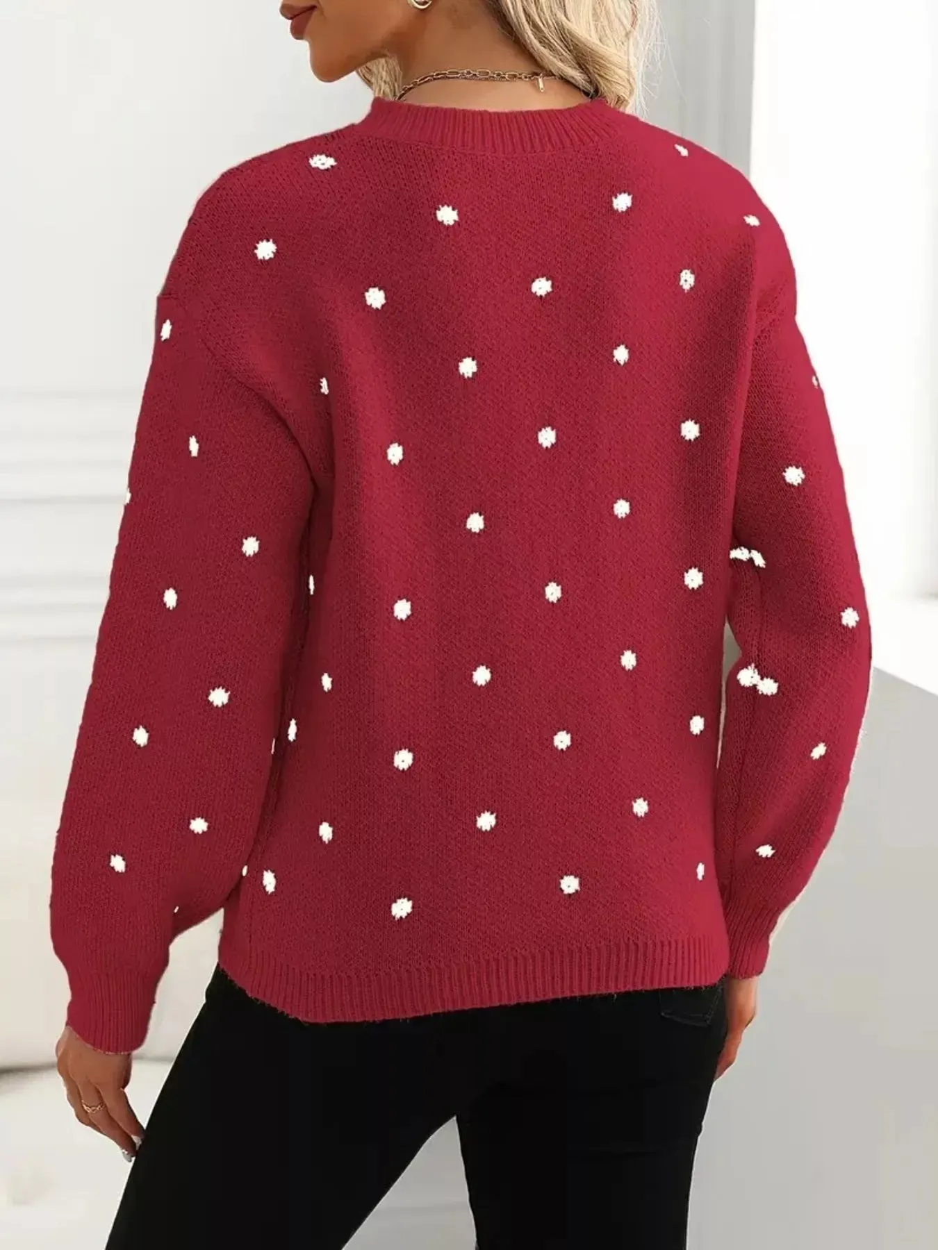 Polka Dot Round Neck Sweater sold by Charming Charlie product image thumbnail 2