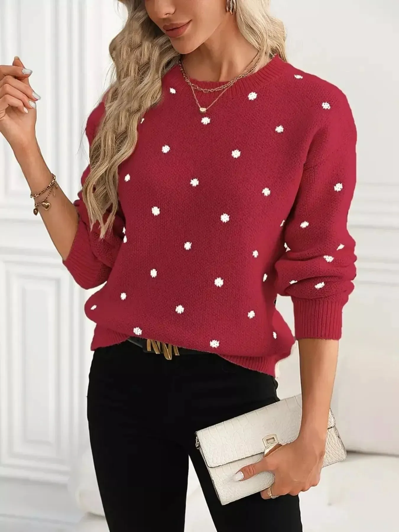Polka Dot Round Neck Sweater sold by Charming Charlie product image thumbnail 3