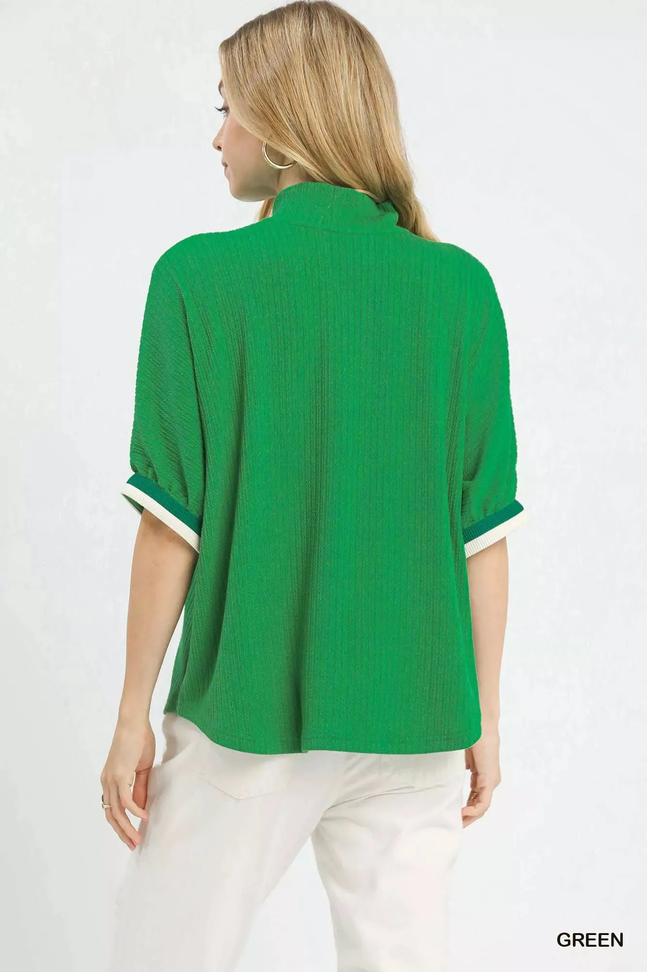Umgee Textured Knit Top with Striped Contrast Trim sold by Charming Charlie product image thumbnail 3