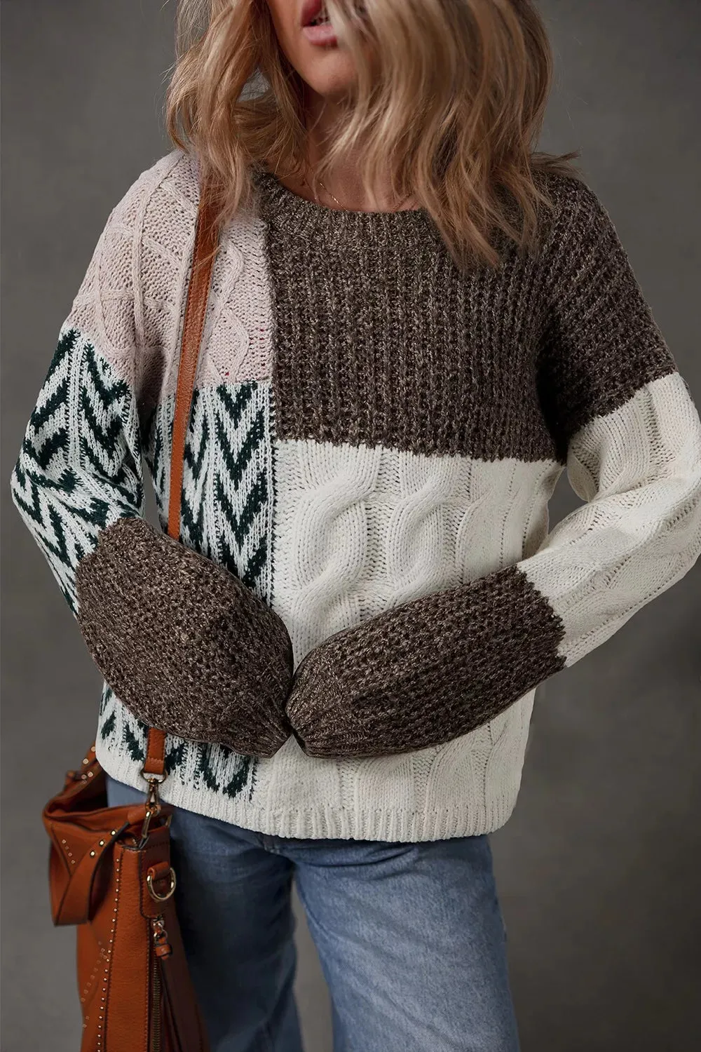 Color Block Cable Knit Sweater sold by Charming Charlie product image thumbnail 3