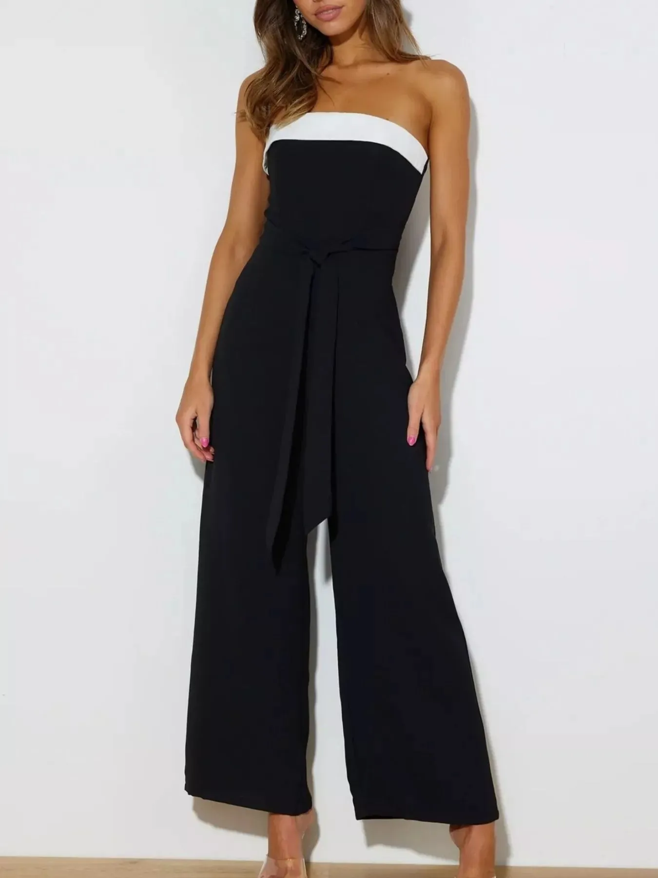Contrast Tube Wide Leg Jumpsuit sold by Charming Charlie product image thumbnail 3