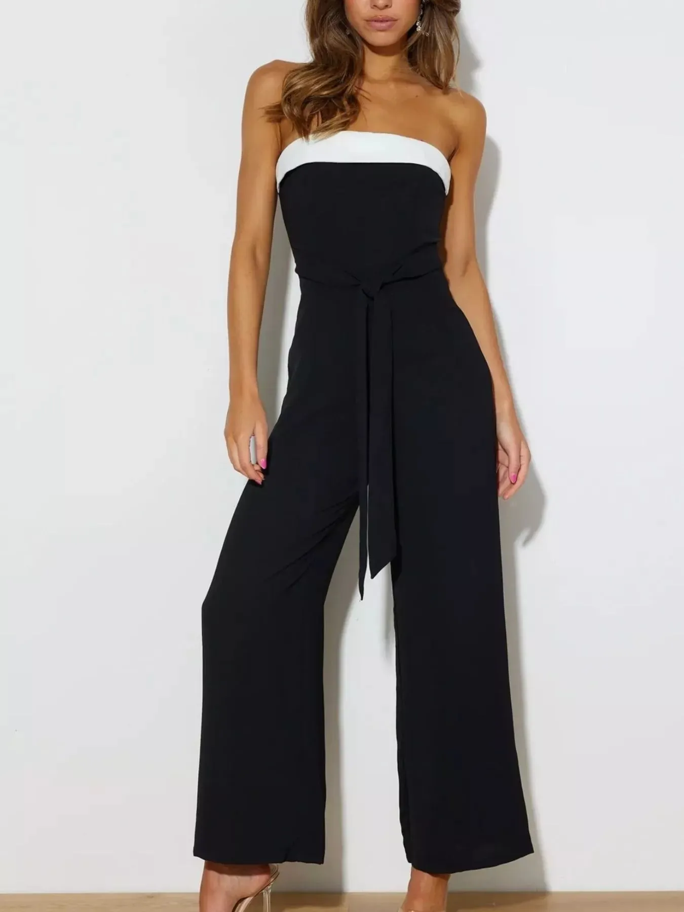 Contrast Tube Wide Leg Jumpsuit sold by Charming Charlie
