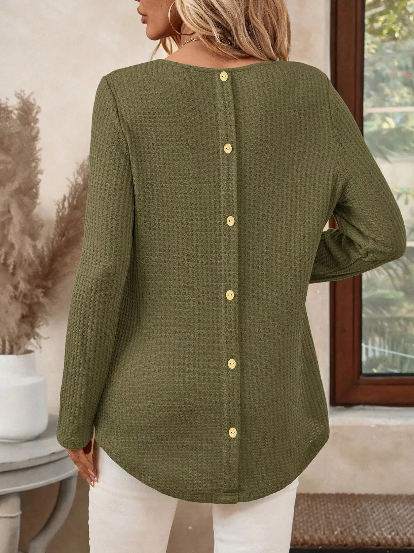 Plus Size Casual Waffle Knit Long Sleeve T-Shirt sold by Charming Charlie product image thumbnail 2