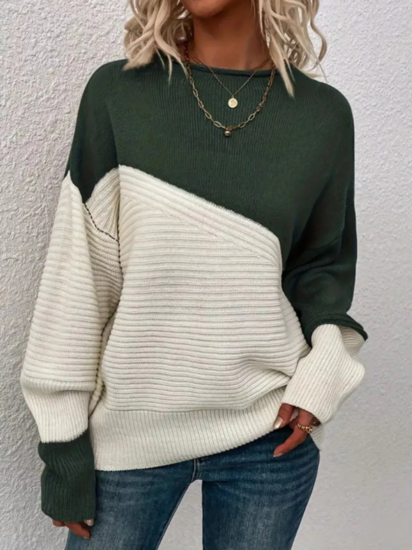 Color Block Ribbed Knit Sweater sold by Charming Charlie product image thumbnail 5