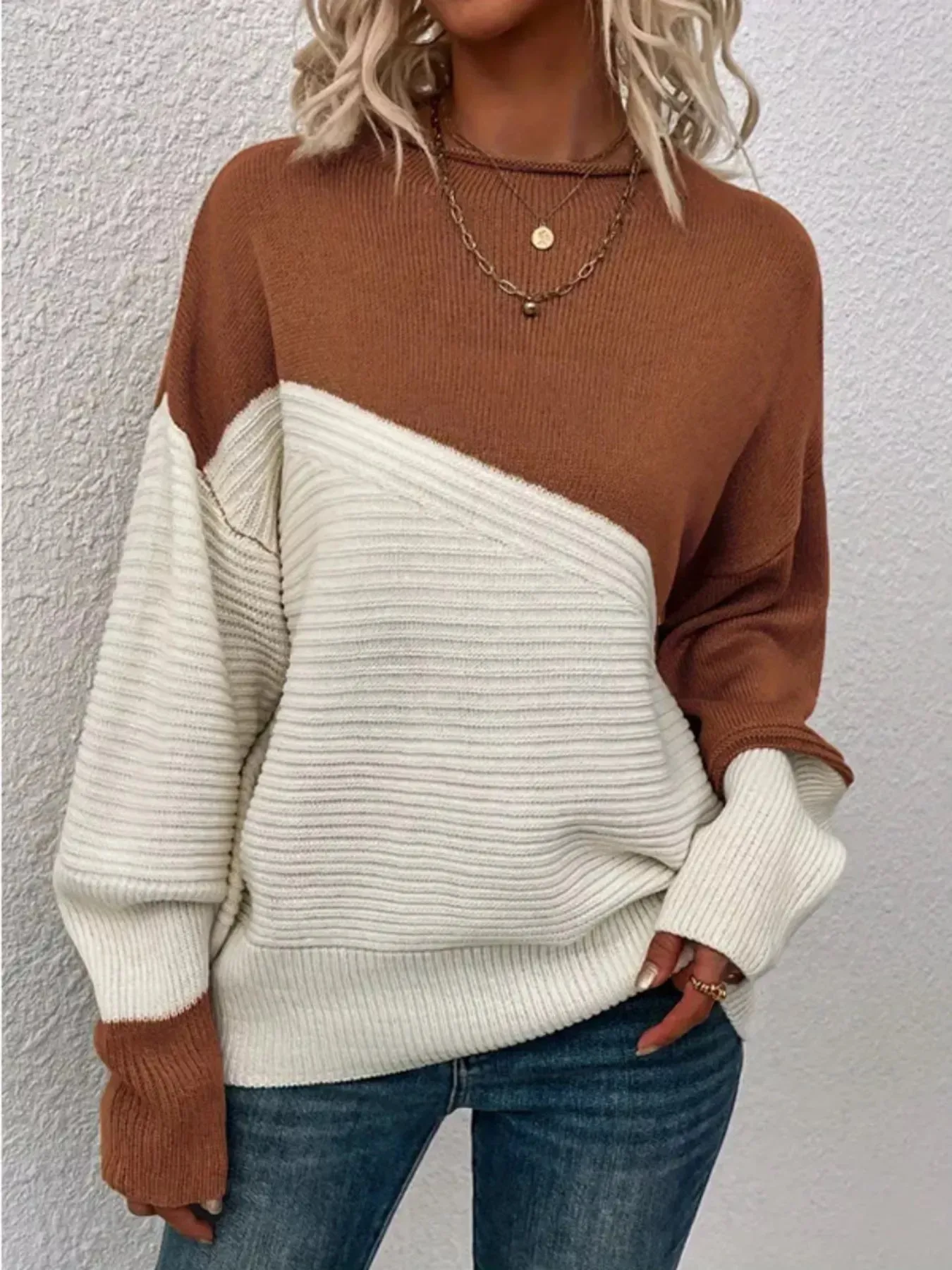 Color Block Ribbed Knit Sweater sold by Charming Charlie product image thumbnail 3