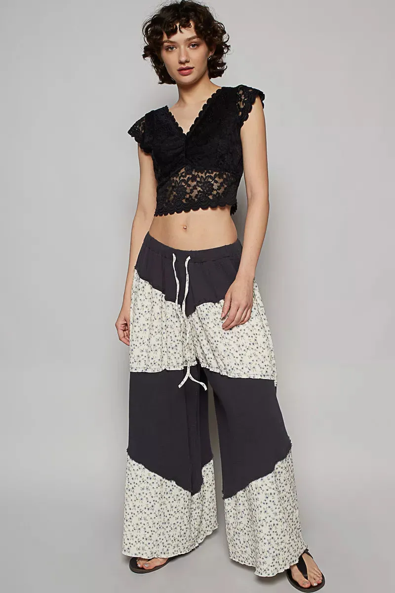 POL Contrast Floral Drawstring Wide Leg Pants sold by Charming Charlie product image thumbnail 4
