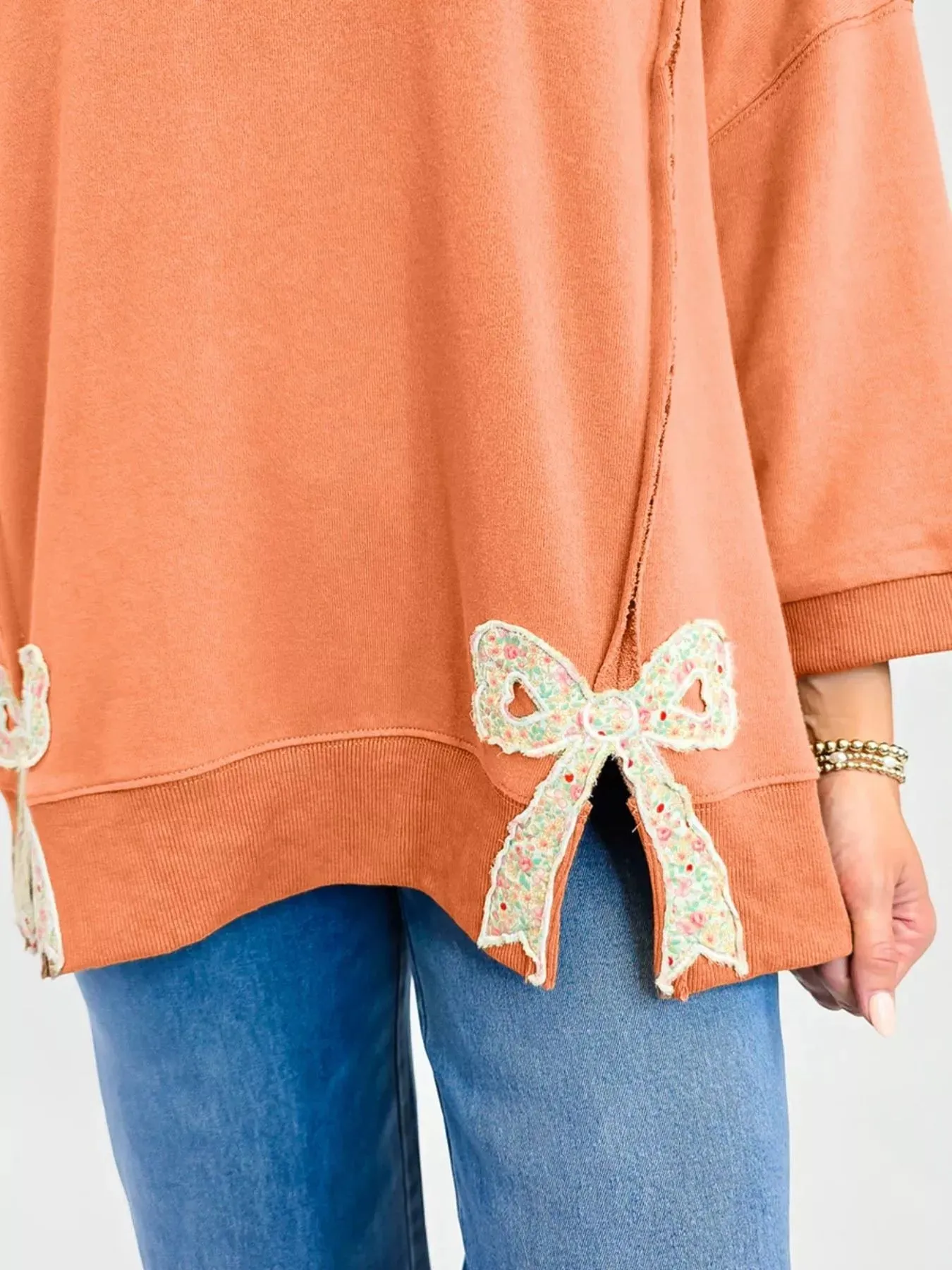 Bow Slit Round Neck Sweatshirt sold by Charming Charlie product image thumbnail 5