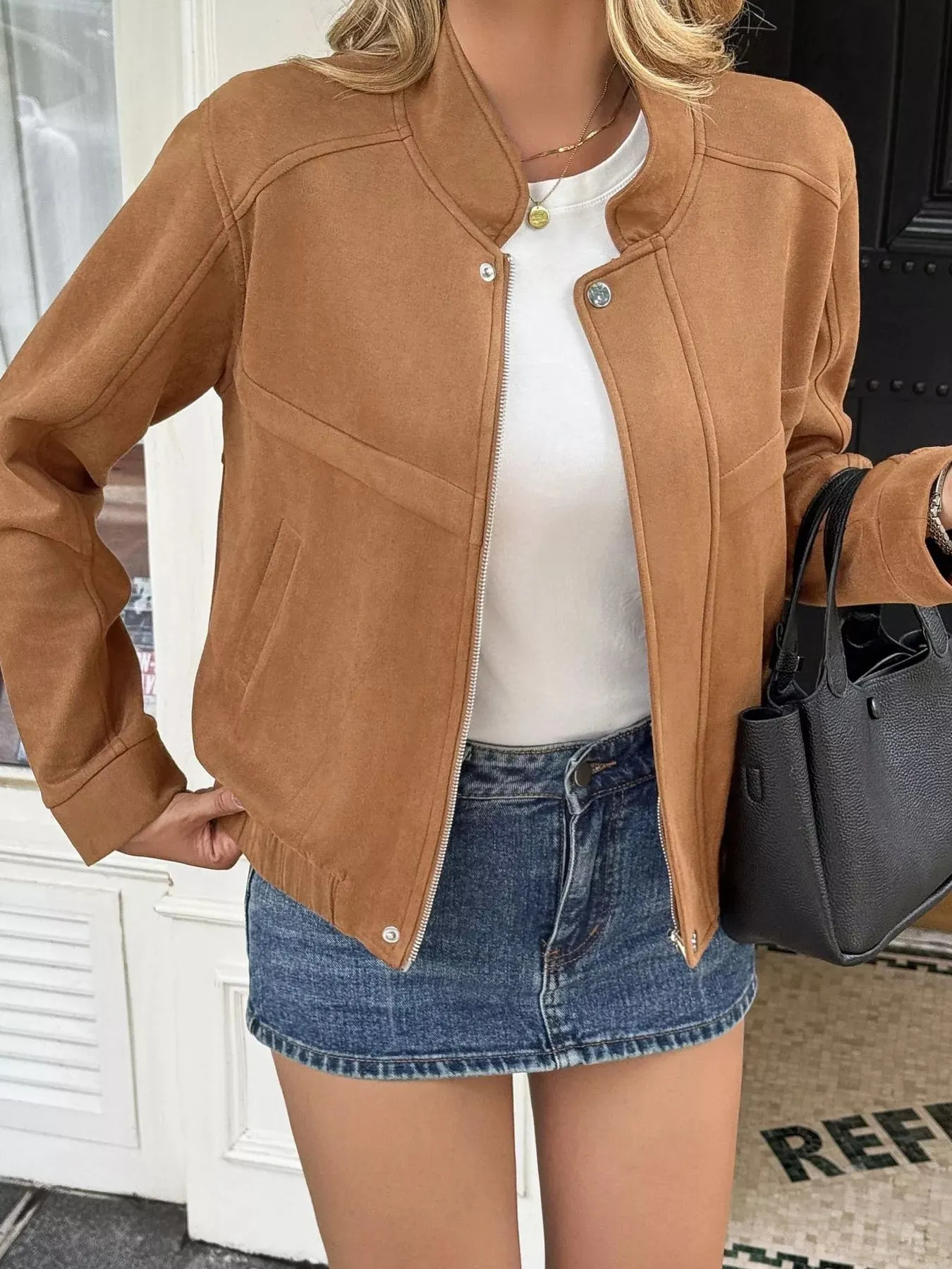 Casual Zip Up Long Sleeve Jacket sold by Charming Charlie product image thumbnail 3