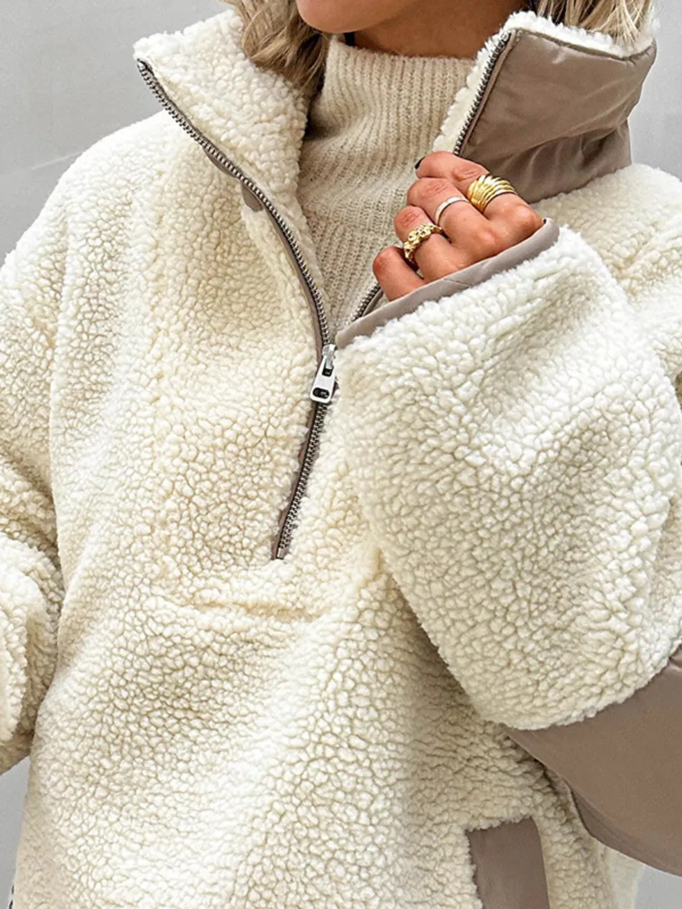 Sherpa Half Zip Sweatshirt sold by Charming Charlie product image thumbnail 3