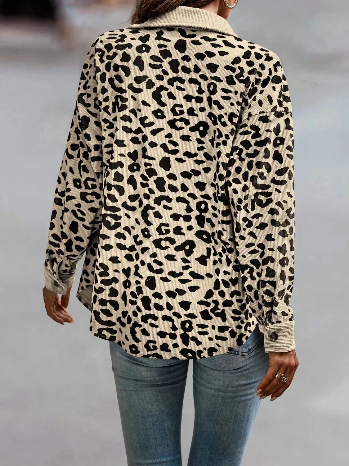Full Size Leopard Print Button-Down Jacket Plus Size sold by Charming Charlie product image thumbnail 3