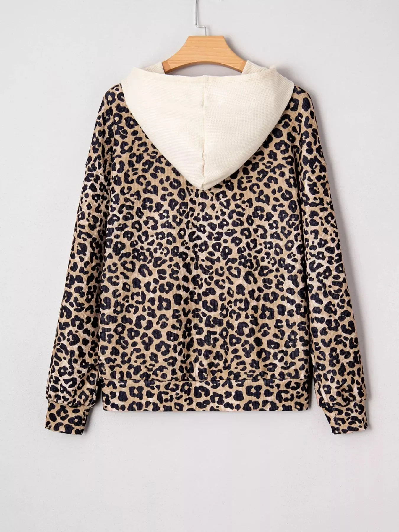 Leopard Print Long Sleeve Hoodie with Pocket sold by Charming Charlie product image thumbnail 4