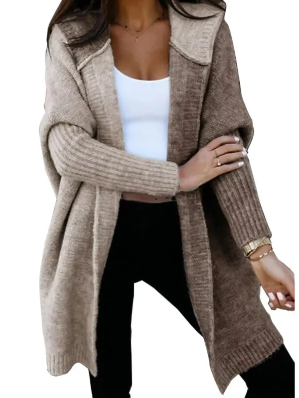 Two-Tone Open Front Knit Hooded Cardigan sold by Charming Charlie