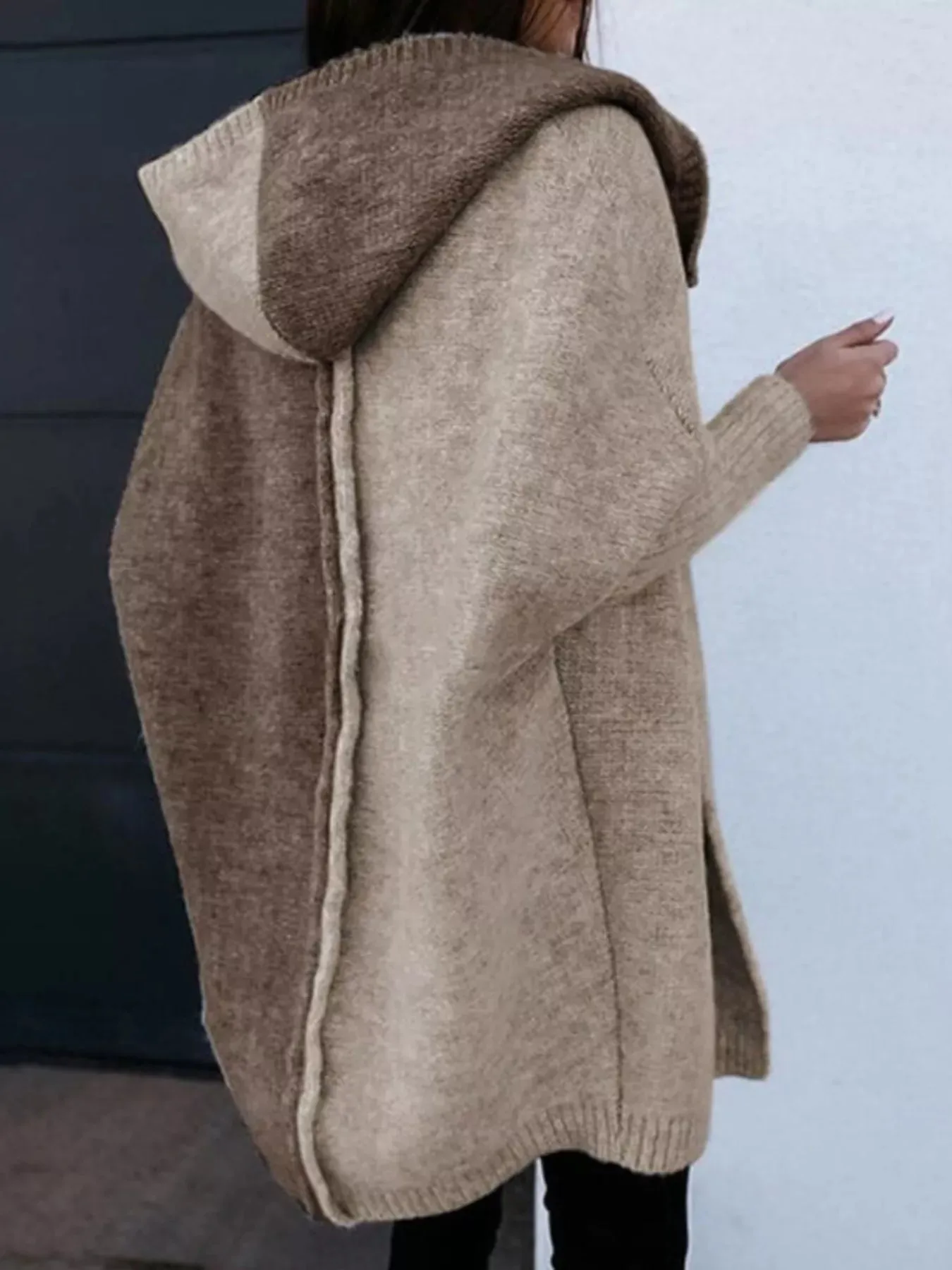 Two-Tone Open Front Knit Hooded Cardigan sold by Charming Charlie product image thumbnail 2