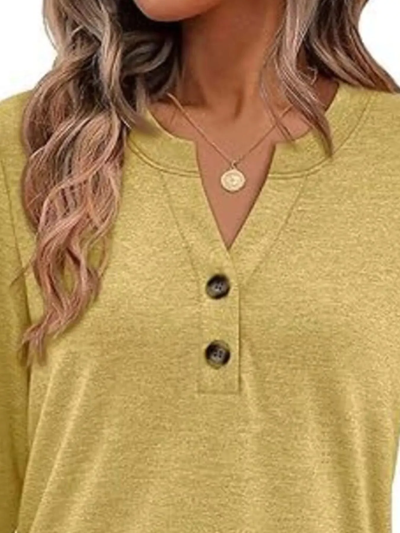 Casual Long Sleeve Button Detail T-Shirt sold by Charming Charlie product image thumbnail 2