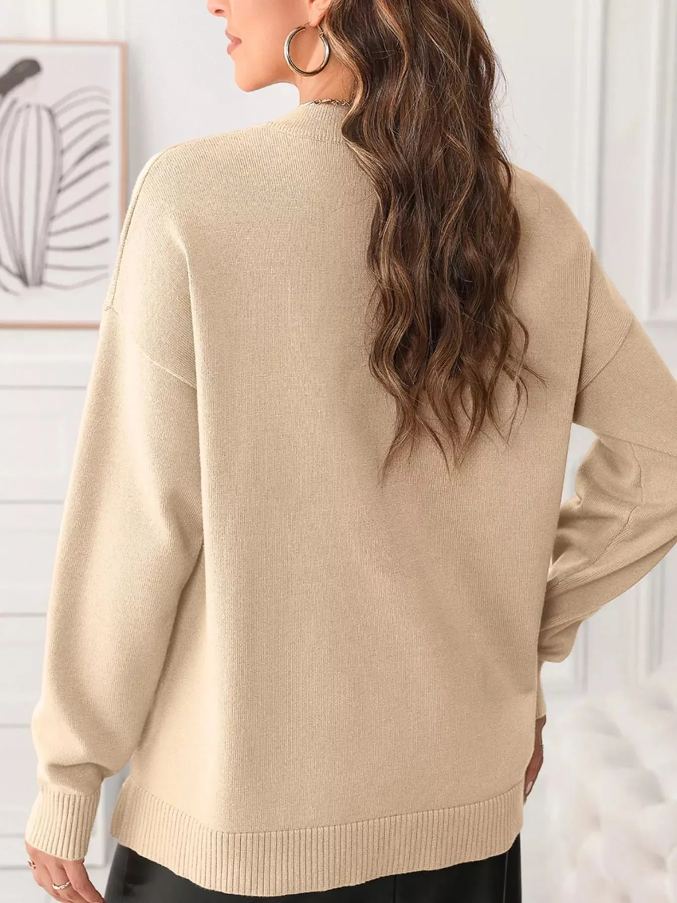 Front Center Seam Drop Shoulder Solid Sweater sold by Charming Charlie product image thumbnail 3