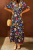 Printed V-Neck Half Sleeve Midi Dress sold by Charming Charlie