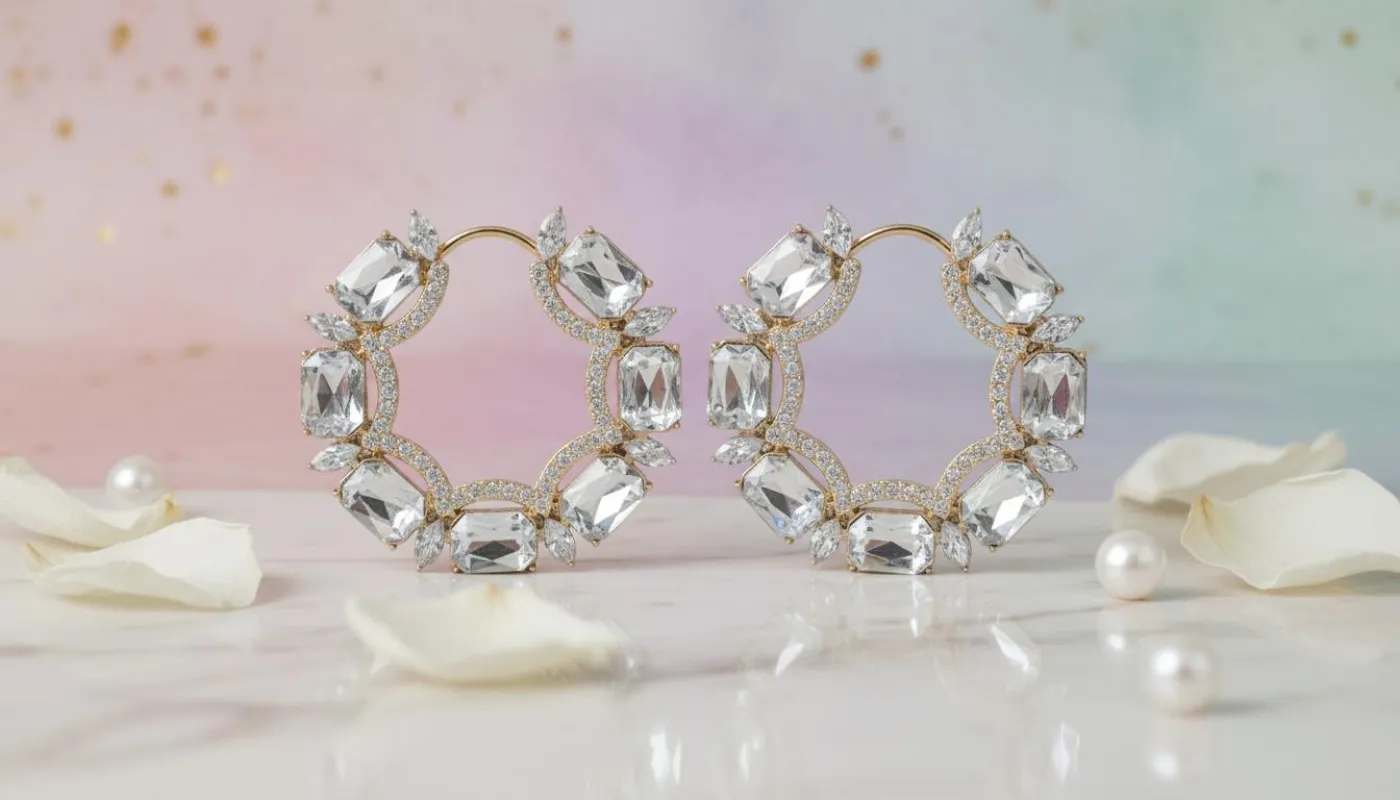 Royale Crystal Hoops Earrings made by Charming Charlie