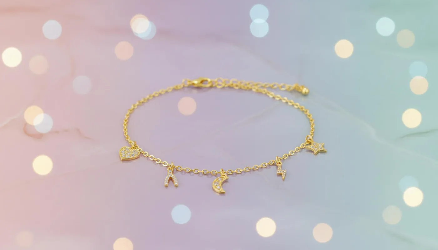 Gold Charm Bracelet with Tiny Sparkling Pendants sold by Charming Charlie