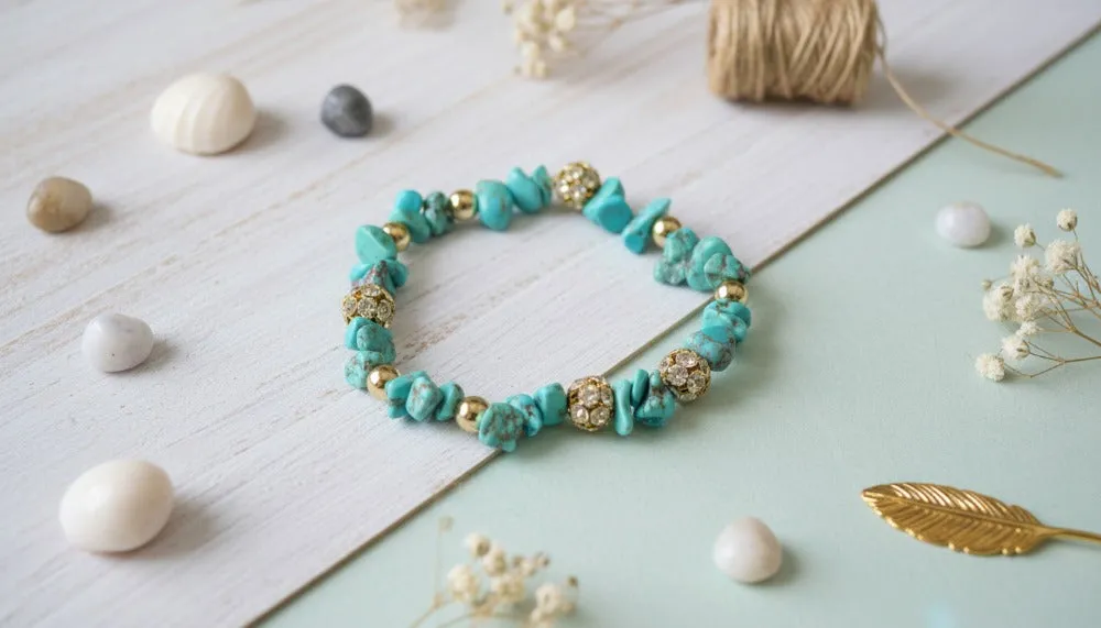 Turquoise Beaded Bracelet with Gold Accents sold by Charming Charlie