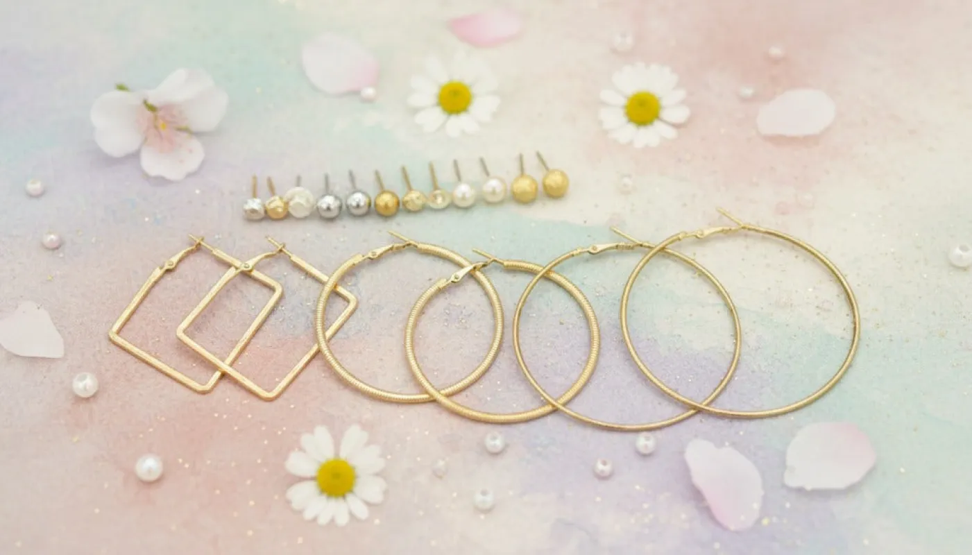 Spring Blossom Hoop & Stud Set Earrings sold by Charming Charlie