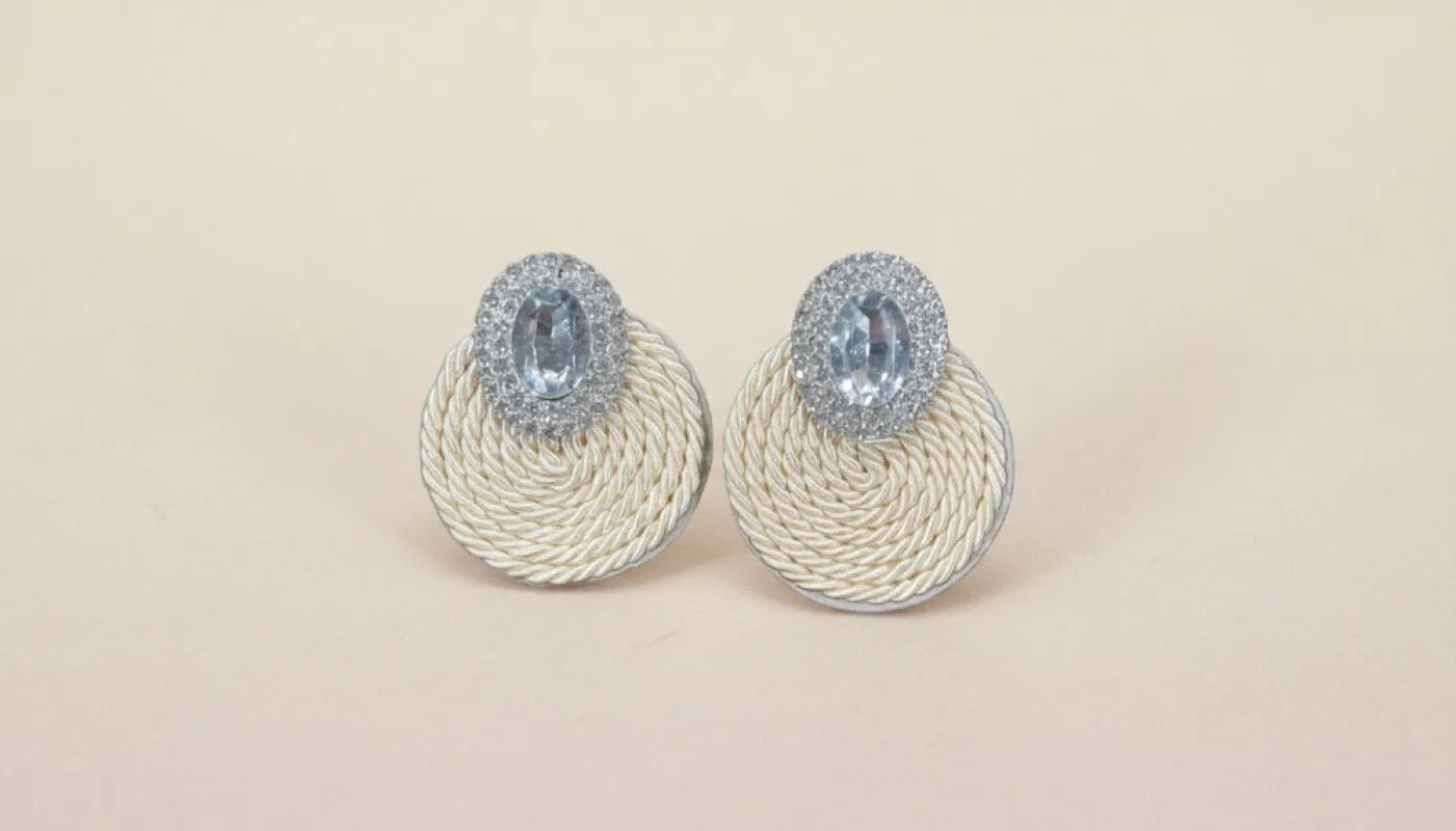 Rattan Stone With Silver Accent Earrings sold by Charming Charlie