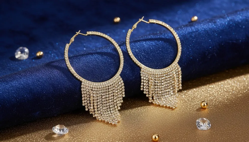 Dazzling Tassel Hoop Earrings sold by Charming Charlie