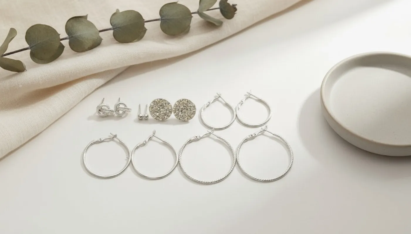 Classic Hoops & Sparkle Studs Set Earrings sold by Charming Charlie