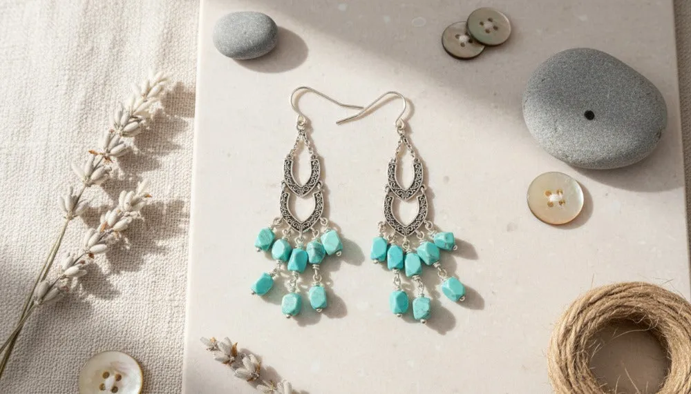 Bohemian Turquoise Drop Earrings sold by Charming Charlie