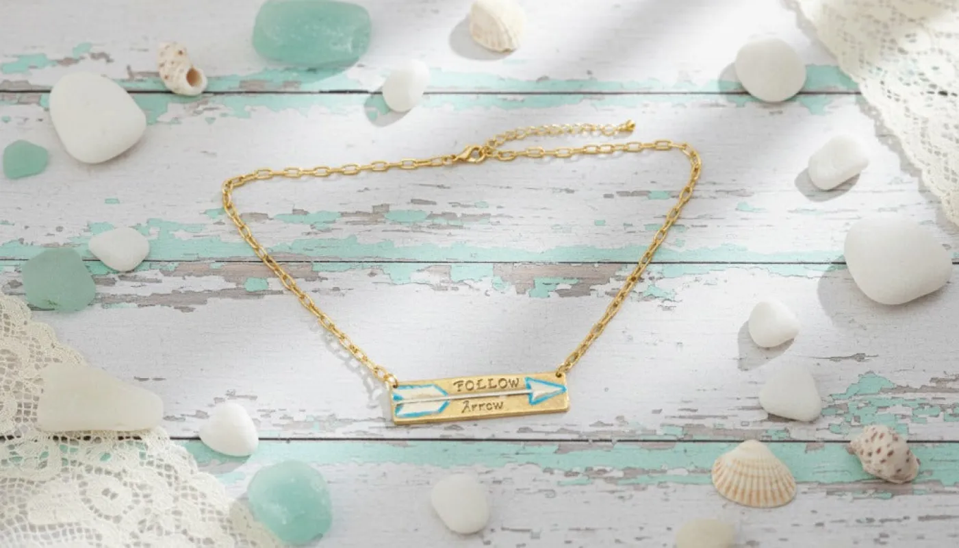 Gold Arrow Path Necklace sold by Charming Charlie