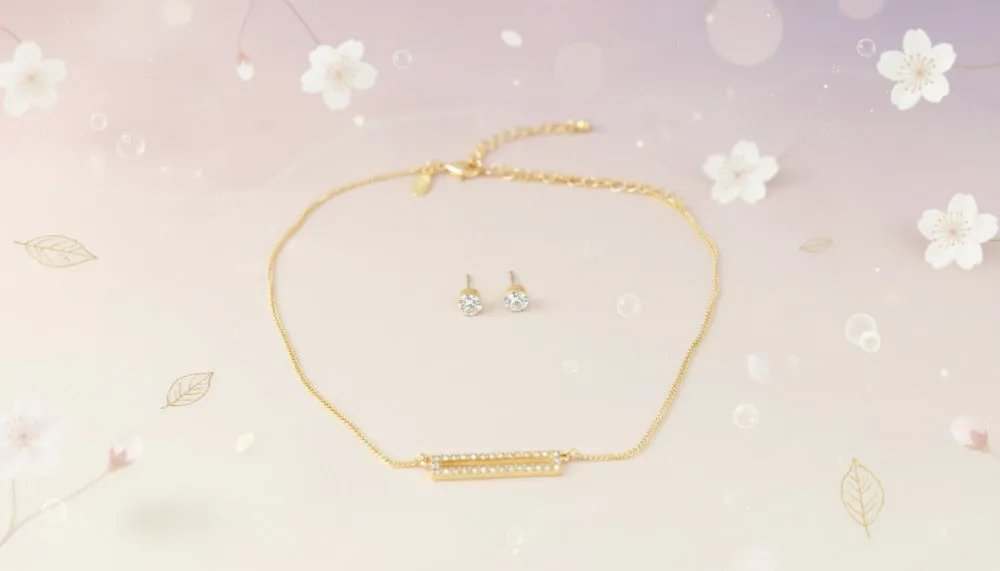 Gold Eternal Spark Bar Set Necklace sold by Charming Charlie