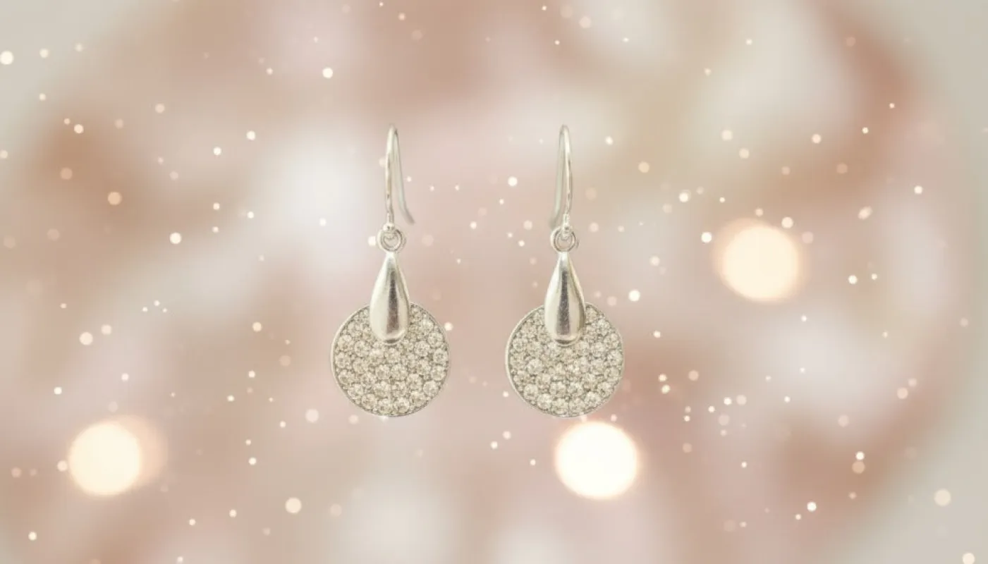 Silver Tear Drop Earrings with Gem Stones sold by Charming Charlie