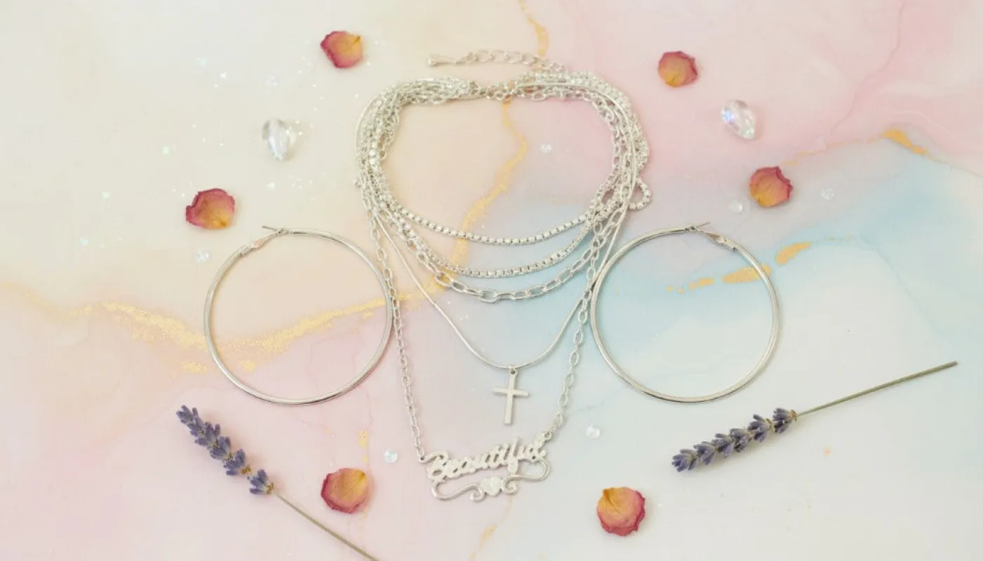 Chic Layered Silver Necklace Set sold by Charming Charlie