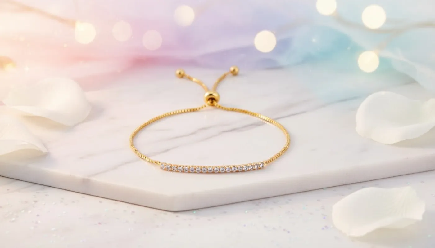 Gold Bracelet with Sparkling Diamond Bar sold by Charming Charlie