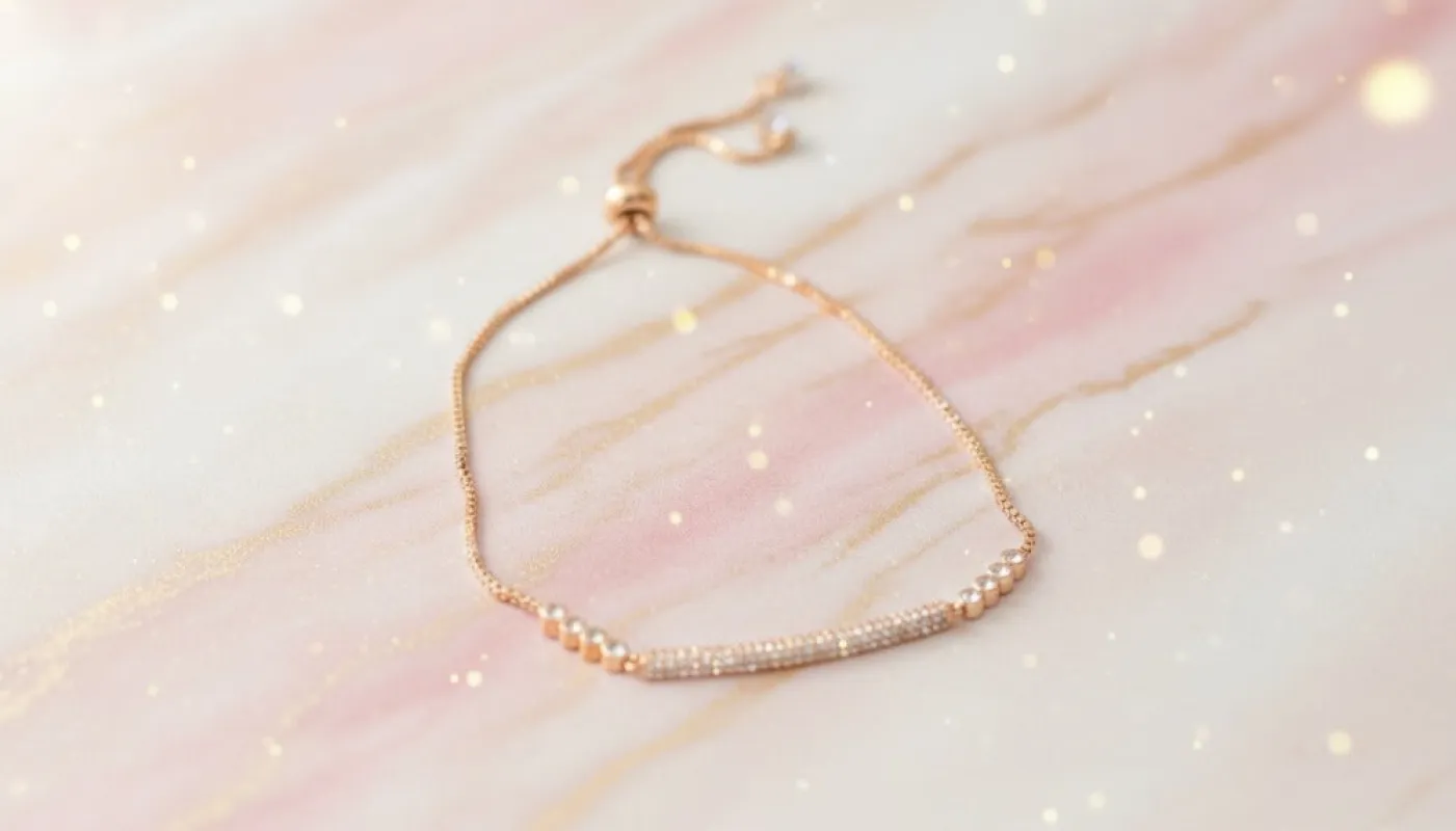 Rose Gold Bracelet with Shimmering Diamond Accents sold by Charming Charlie