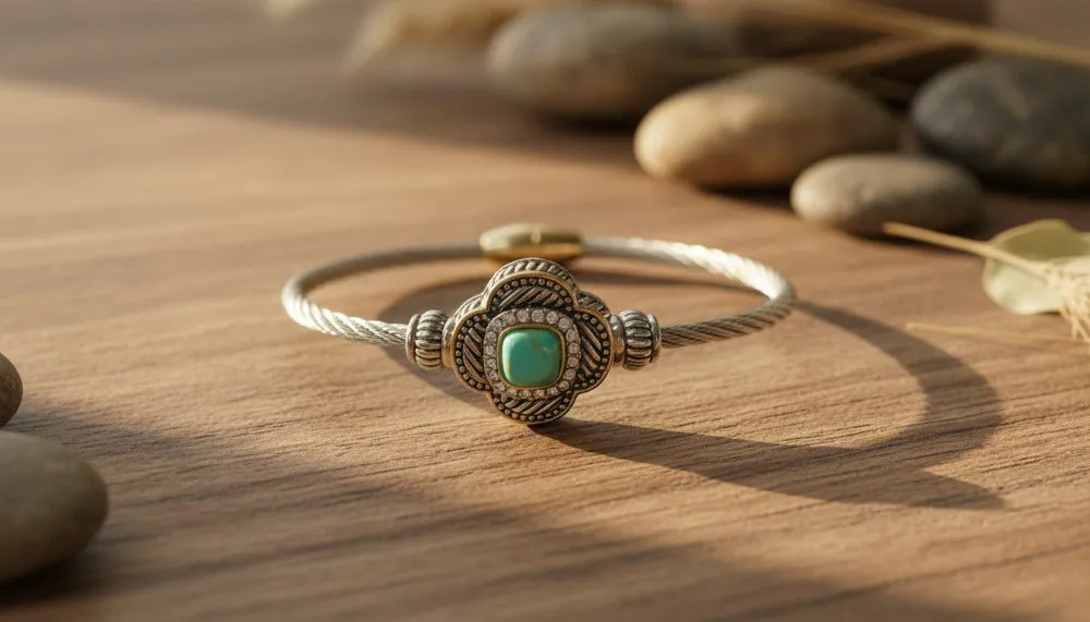 Silver Bracelet with Turquoise Centerpiece sold by Charming Charlie